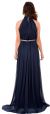 High Halter Neck Long Formal Bridesmaid Dress with Keyhole back in Navy